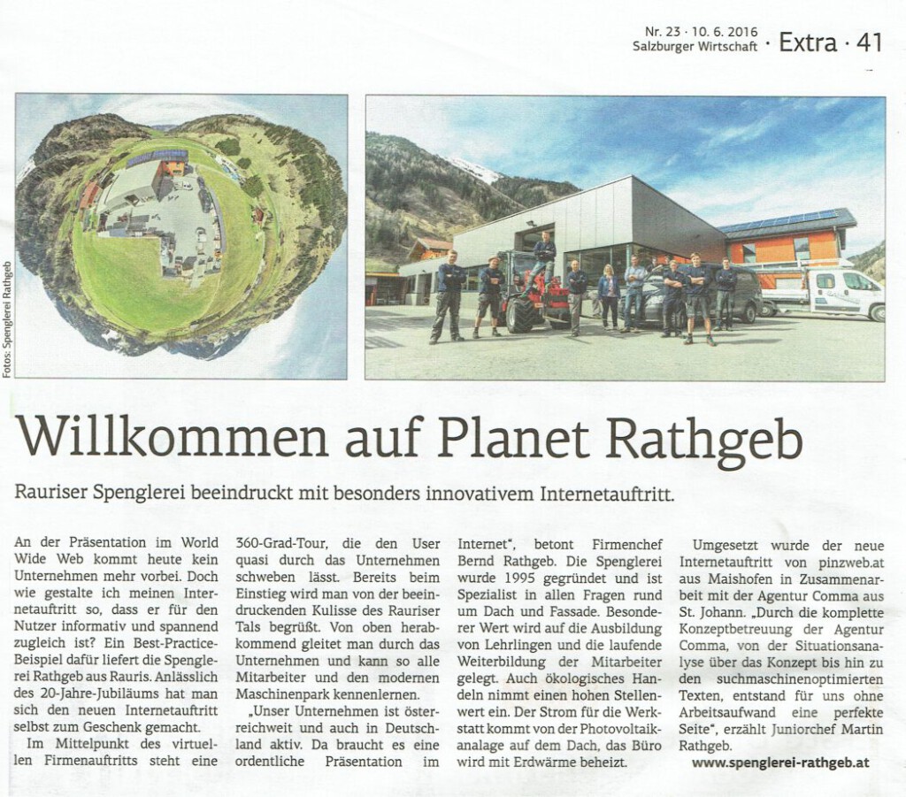 Artikel aus der Salzburger Wirtschaft: Willkommen auf Planet Rathgeb